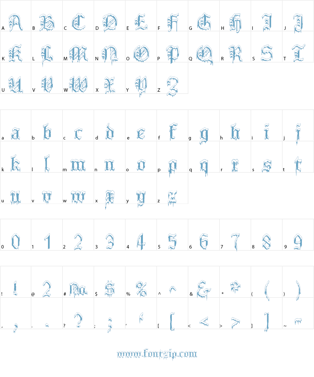 Plymouth Rock 'Snow Dusted' Font Character